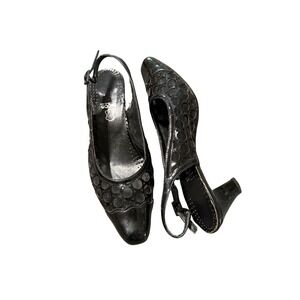Tacoo Footcare Black Slingback Size 6.5 Women Heels 3" Point Closed Toe Mesh